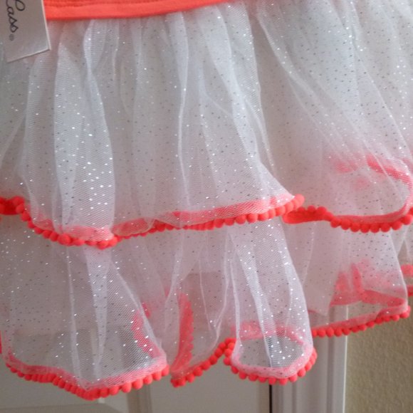 Baby Girls Little Lass Unicorn Tutu Dress Size 24 months NEON CORAL Tiered NWT - Picture 3 of 4
